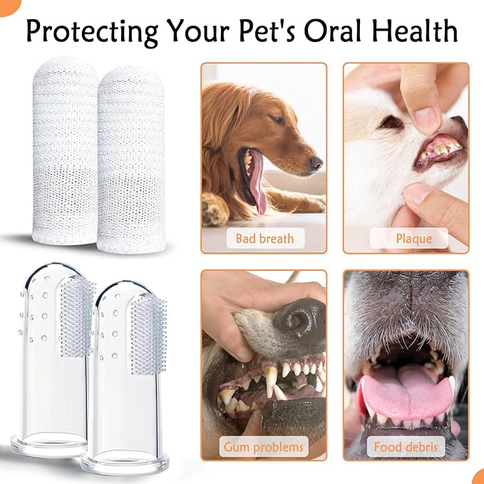 10PCS Dog Finger Toothbrush, Dog Toothbrush Soft Finger Toothbrush for Dogs Dental Care, Dog Toothbrush Finger Cat Toothbrush Washable Dog Tooth Brushing Kit, 1 Set for Two Fingers (5 Sets)