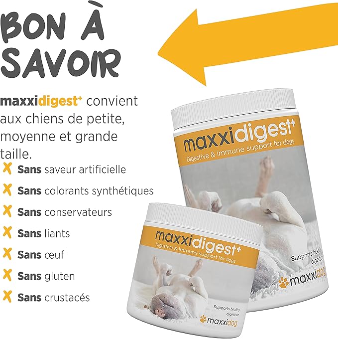 maxxidigest+ Probiotics, Prebiotics and Digestive Enzymes - Digestive and Immune Support Supplement for Dogs – 7 oz