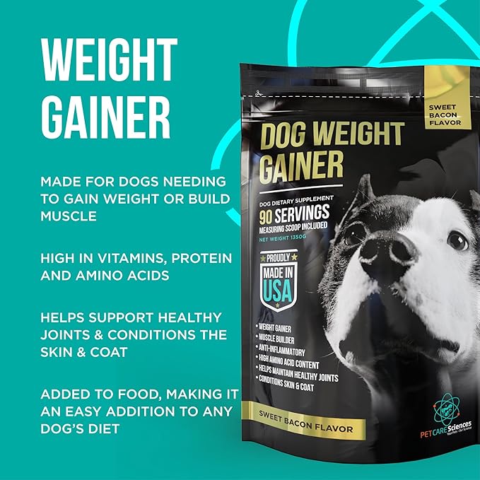 Dog Weight Gainer - Weight Gain Supplements for Dogs - Canine and Dog Muscle Builder - Dog Protein Powder - High Calorie Dog Food Supplement - Made in The USA