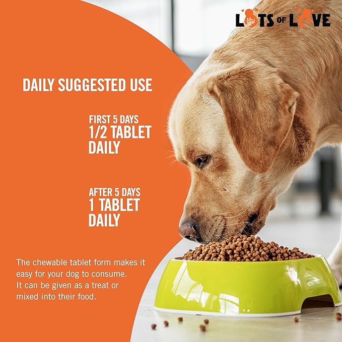 Dog Probiotic Chewable Tablets - Probiotic for Dog - Probiotic Supplement - Lots of Love Pet Products - 60 Count (Pack of 1)