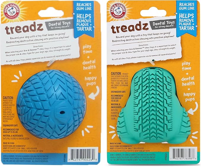Arm & Hammer for Pets Super Treadz Dental Chew Toy for Dogs, Blowfish and Gorilla Bundle | Dog Dental Toys from Arm and Hammer | Dog Chew Toys, Gorilla Treadz, Blowfish Treadz | Dental Toys for Dogs