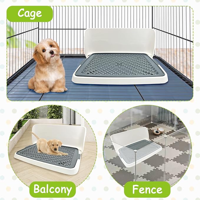 Hamiledyi Dog Potty Tray, Pet Dog Pee Pad Holder, 19"x14" Puppy Training Pad Holder Dog Toilet Pad Mesh Training Toilet Portable Dog Litter Box for Small and Medium Dogs, Puddy,Bunny, Cats (Gray)