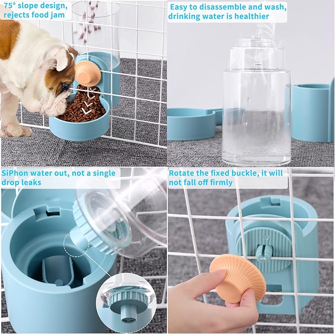 40oz Hanging Automatic Pet Food Water Dispenser, Cat Feeder and Water Dispenser, Cage Cat Food Bowl,Automatic Water Dispenser for Dogs Puppy Kitten Rabbit Chinchilla Hedgehog Ferret