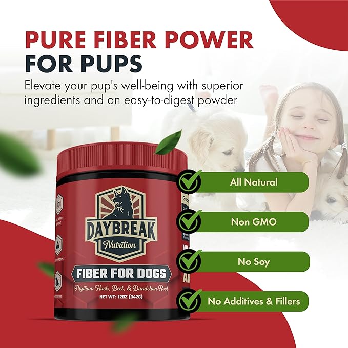Fiber for Dogs Psyllium Husk, Beet Root, Dandelion Root, and Prebiotics to Aid in Relief from Diarrhea, Constipation, Anal Gland Issues, and Scoots