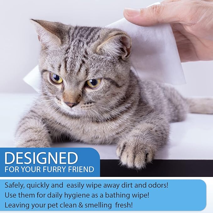Dog Wipes for Dogs Cats, 200 Count All Purpose Cleaning Pet Wipes, Dog Ear Wipes, Quick Easy Grooming for Bums, Body, Paws, Eyes, for A Easy & Speedy Freshen-Up, 2 Travel Pack of 200 Wipes