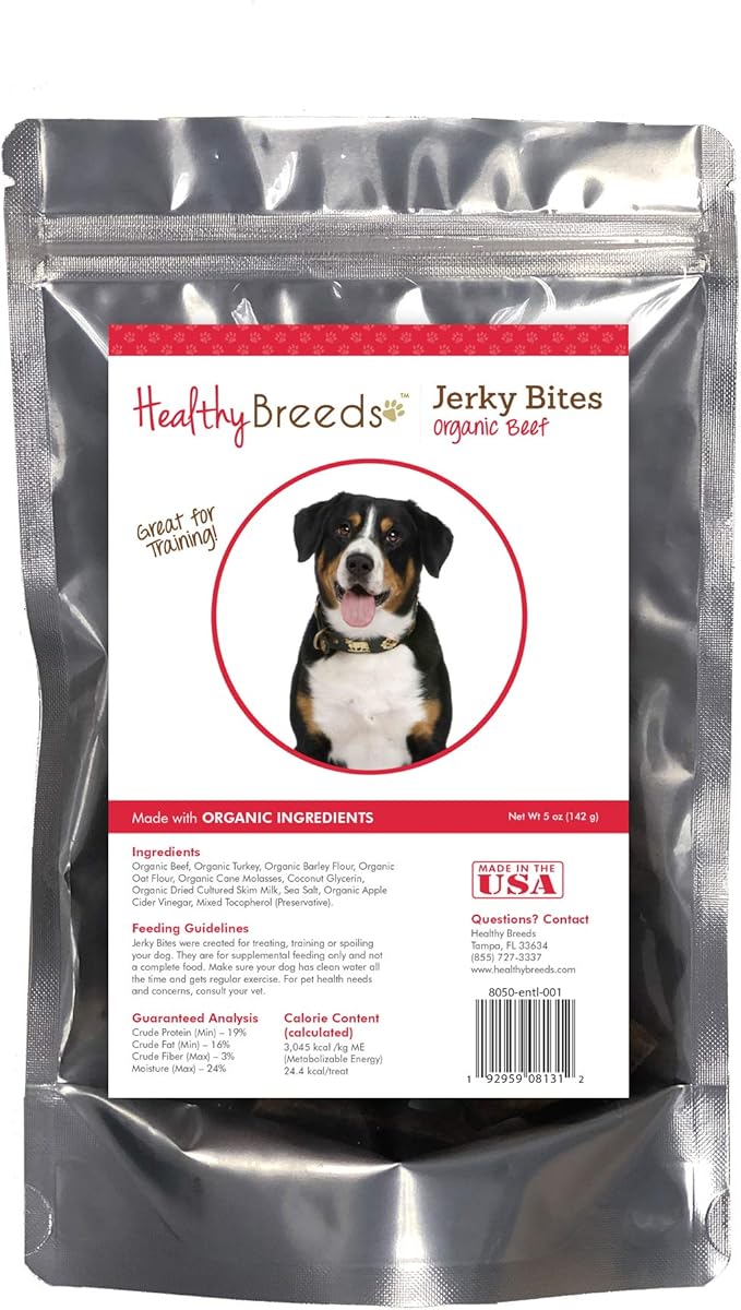 Healthy Breeds Entlebucher Mountain Dog Jerky Bites Beef Recipe Dog Treats 5 oz