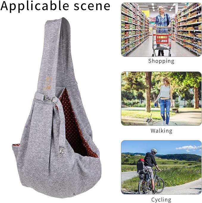 Small Dog Cat Sling Carrier,Hands Free Reversible Pet Carriers Bag,Pet Carrier Shoulder Crossbody Pet Slings Suitable for Puppy, Small Dogs, and Cats for Outdoor Travel (Grey)