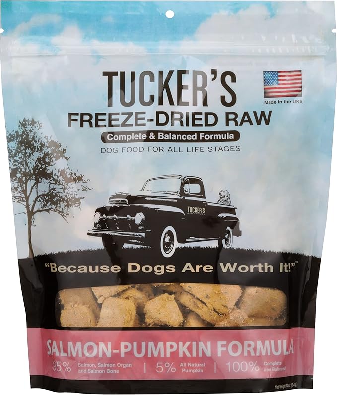 Tucker's Raw Frozen Freeze Dried Raw Dog Food, Salmon & Pumpkin Formula 12oz