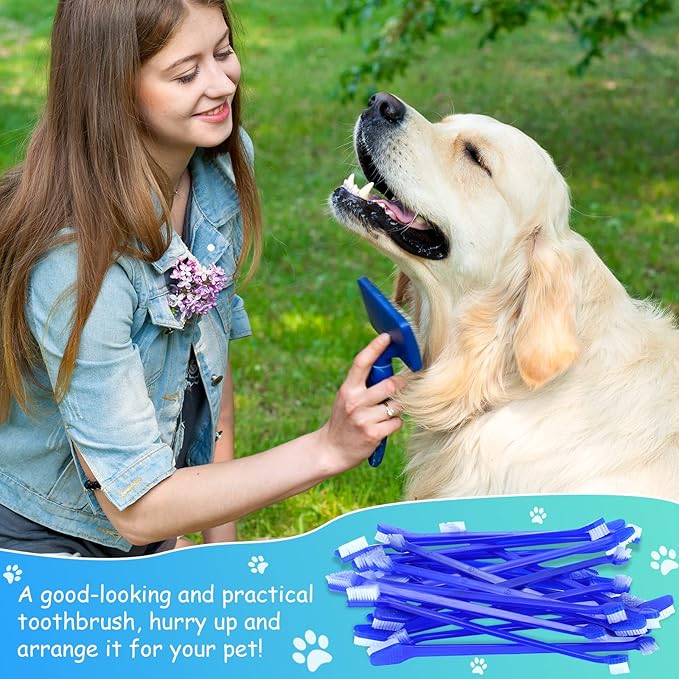 80 Pcs Small Dog Toothbrush Pet Tooth Brush Dual Headed Dental Hygiene Brushes Soft Grooming Bristles Long Handle Tooth Brush for Cat Puppy Kitten Teeth Cleaning Dental Oral Cleaning