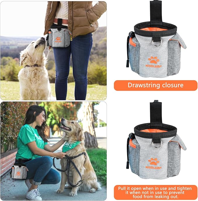 Dog Treat Pouch, Treat Pouches for Pet Training, Dog Treat Training Pouch Dog Clicker, Dog Training Treat Pouch Built-in Poop Bag Dispenser, Hands-Free Snack Dog Treat Bag