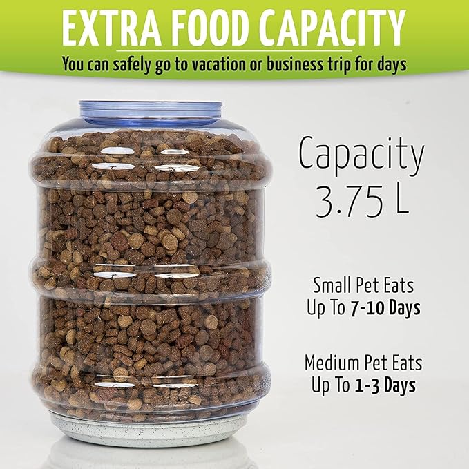 Zone Tech Self-Dispensing Pet Feeder - Premium Quality Durable Self-Dispensing Gravity 1 Gallon Pet Feeder Food Bowl- Automatic Pet Feeder, Cat Feeder, Dog Feeder