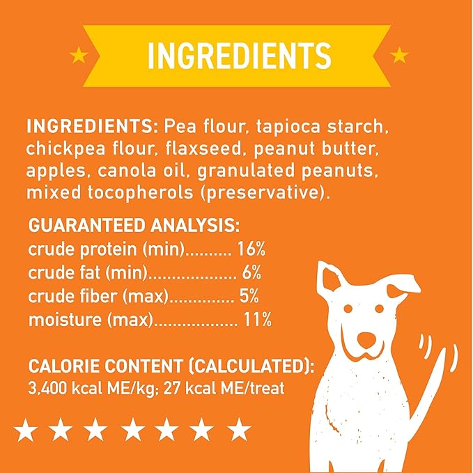 Cloud Star Wag More Bark Less - Dog Treats - Crunchy Biscuits - Grain Free Peanut Butter & Apples - 2.5 lb Pouch