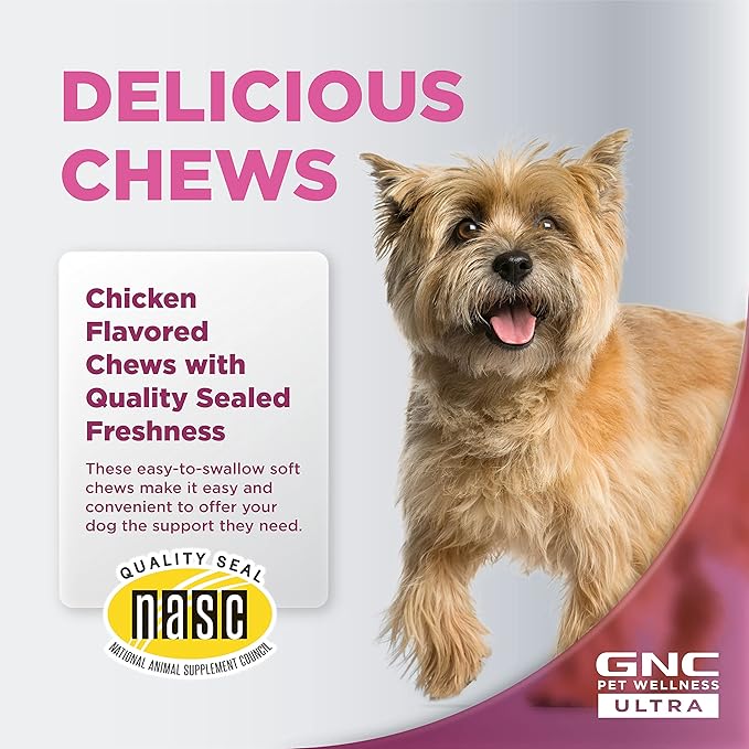 GNC Pets Ultra Seasonal Immune Support, All Dogs, Chicken Flavor.(2.2g) Soft Chews | Immune Booster for Dogs in Chicken Flavored Chews 60 Count FF13838