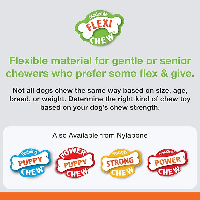 Nylabone Flexi Chew Moderate Dog Chew Toy Bones & Healthy Edibles Chew Treat Triple Pack, Chicken & Bacon, X-Small/Petite (3 Count)