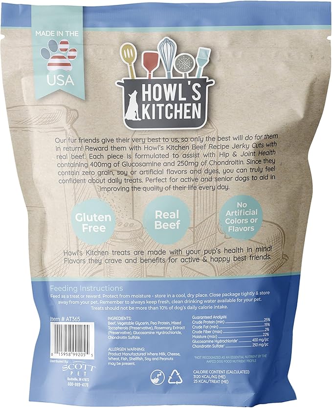 Howl's Kitchen Dog Treats, Jerky, Beef Cuts, brown, (AT365)
