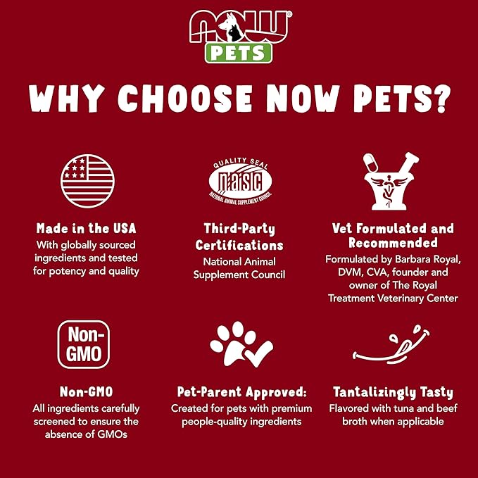 NOW Pet Health, Pet Allergy Supplement, Formulated for Cats & Dogs, NASC Certified, 75 Chewable Tablets