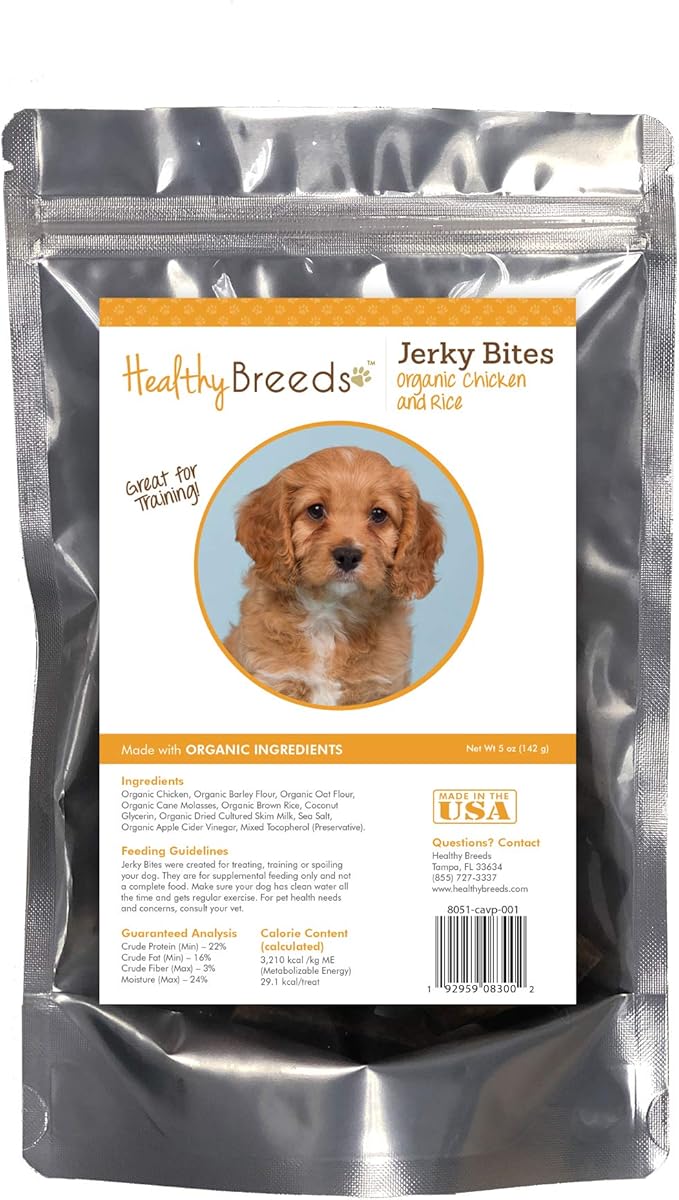 Healthy Breeds Cavapoo Jerky Bites Chicken & Rice Recipe Dog Treats 5 oz