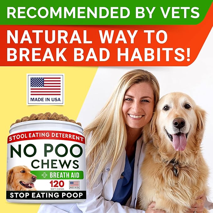 STRELLALAB No Poo Treats - No Poop Eating for Dogs - Coprophagia Stool Eating Deterrent - Digestive Enzymes - Gut Health & Immune Support - Stop Eating Poop - 120ct