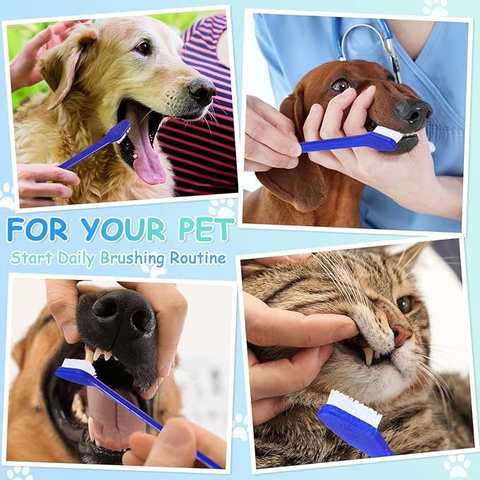 80 Pcs Small Dog Toothbrush Pet Tooth Brush Dual Headed Dental Hygiene Brushes Soft Grooming Bristles Long Handle Tooth Brush for Cat Puppy Kitten Teeth Cleaning Dental Oral Cleaning