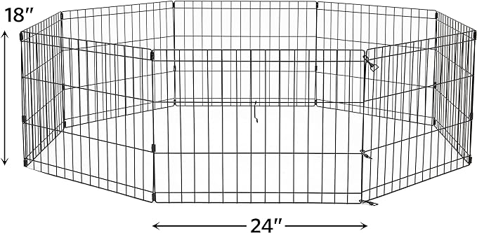 New World Pet Products 18' Foldable Black Metal Dog Exercise Pen No Door