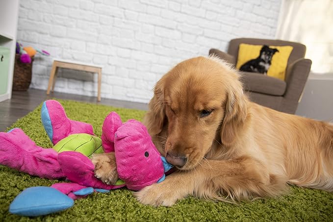 goDog Bubble Plush Dragons Squeaky Dog Toy, Chew Guard Technology - Pink, Extra Large