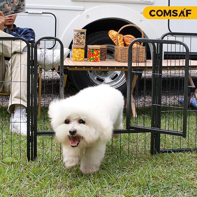 ComSaf Dog Playpen Indoor, 24" Height 16 Panels Metal Dog Fence,Playpen for Medium/Small Dogs, Portable Pet Puppy Playpen for Indoor
