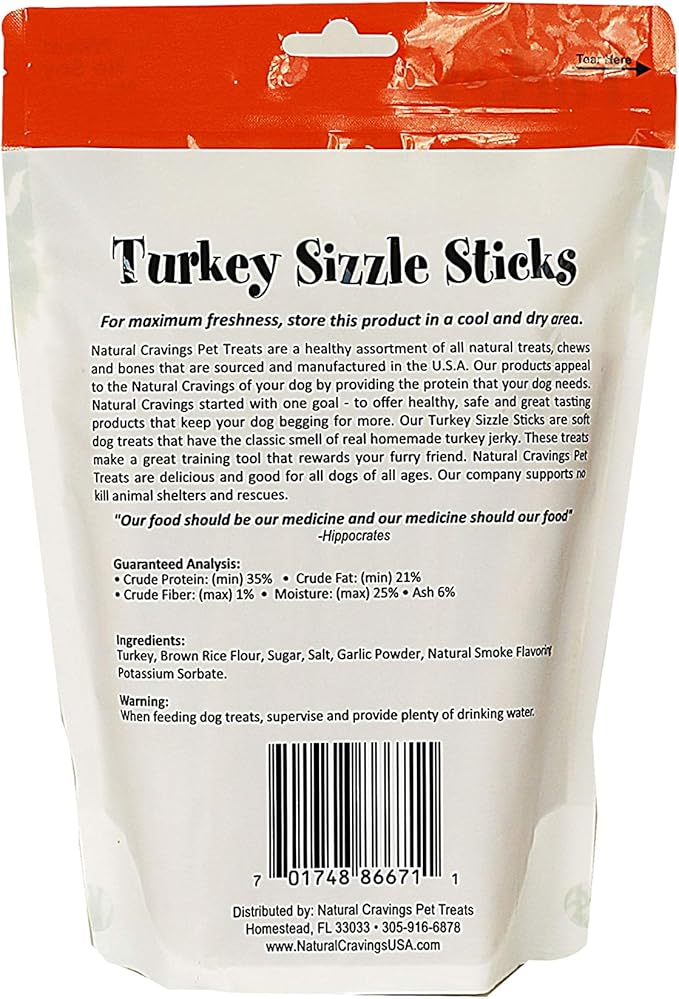 Sizzle Sticks Jerky Dog Treats | 12 oz. Bag | Product of USA - Smells Great | Turkey