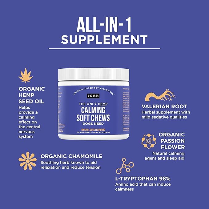 Natural Rapport Dog Calming Treats - The Only Calming Soft Chews That Dogs Need - 120ct Chews That Contain Chamomile to Alleviate Stress