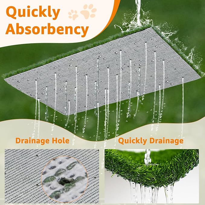 LOOBANI 43.7in x 27.6in Replacement Artificial Grass Puppy Training Pads, Quickly Absorbency Portable Dog Potty Grass, Fit 45x29in Potty Tray(1 Pack)