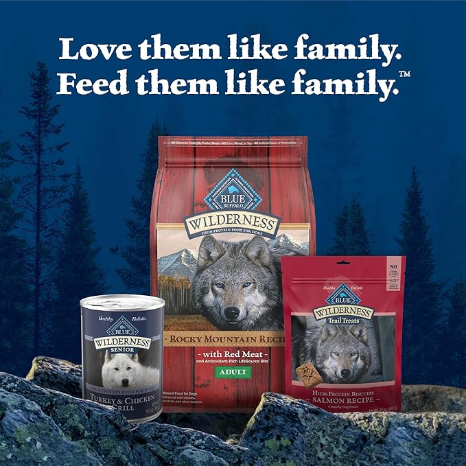 Blue Buffalo Wilderness High Protein, Natural Senior Wet Dog Food, Turkey & Chicken Grill 12.5-oz cans (Pack of 12)