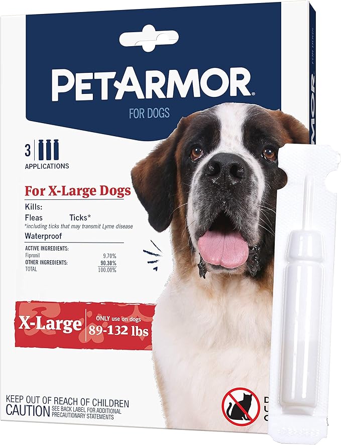 PetArmor for Dogs, Flea and Tick Treatment for Extra Large Dogs (89-132 Pounds), Includes 3 Month Supply of Topical Flea Treatments