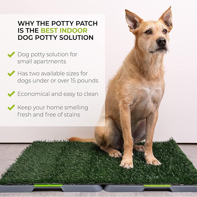 Silver Paw 3-Layer Washable Pee Pads for Dogs - Dog Grass Pad with Tray | Indoor Dog Potty for Small Dogs | Bathroom Tray for Pets | Dog Training Accessories - Large (34" x 27")