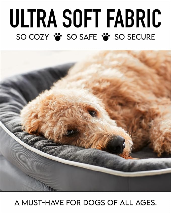Orthopedic Dog Bed for Small Dogs, Dog Couch Design with Egg Foam Support, Removable, Machine Washable Plush Cover and Non-Slip Bottom with Four Sided Bolster Cushion (Gray)