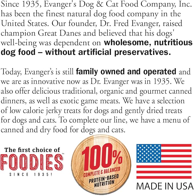 Evanger's Nothing But Natural Venison Jerky Treats for Dogs 4.5 oz Bag