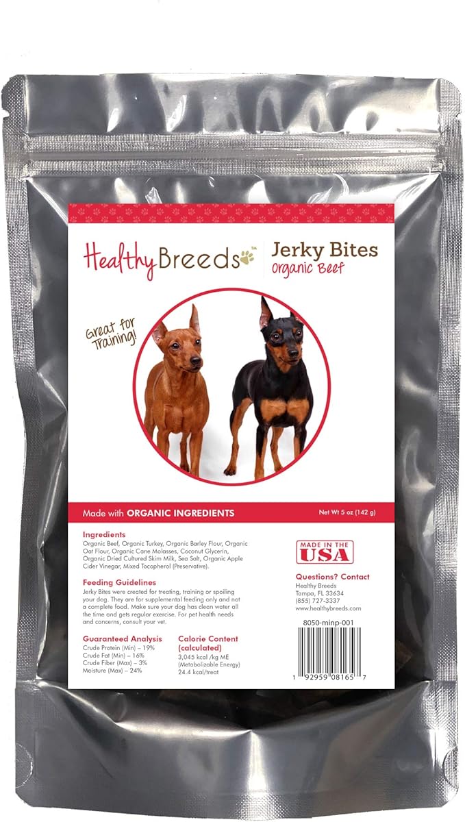Healthy Breeds Miniature Pinscher Jerky Bites Beef Recipe Dog Treats 5 oz