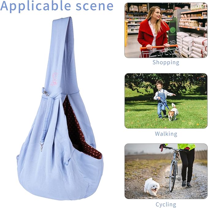 Small Dog Cat Sling Carrier,Hands Free Reversible Pet Carriers Bag,Pet Carrier Shoulder Crossbody Pet Slings Suitable for Puppy, Small Dogs, and Cats for Outdoor Travel (Blue)