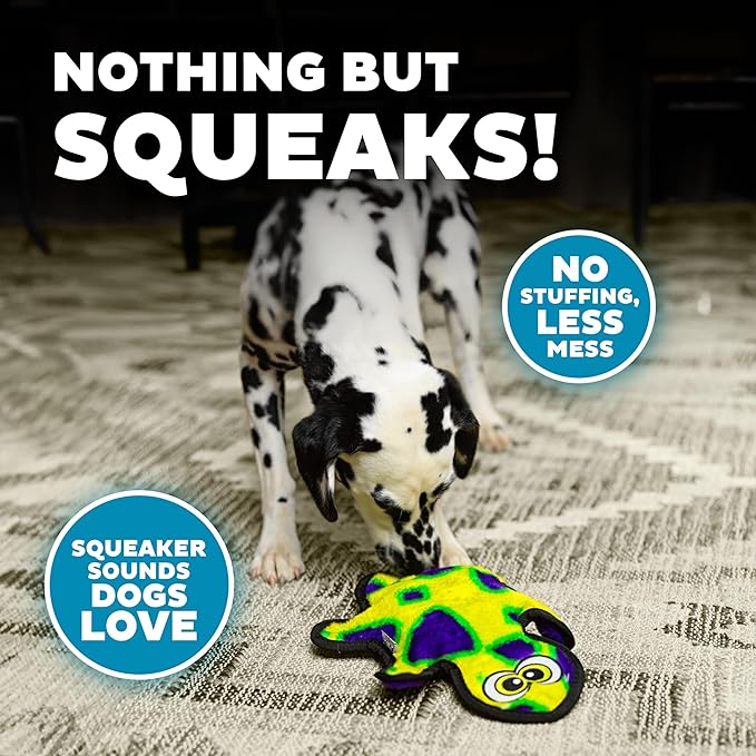 Outward Hound Durablez Tough Plush Squeaky Dog Toy, Gecko, Green, Medium