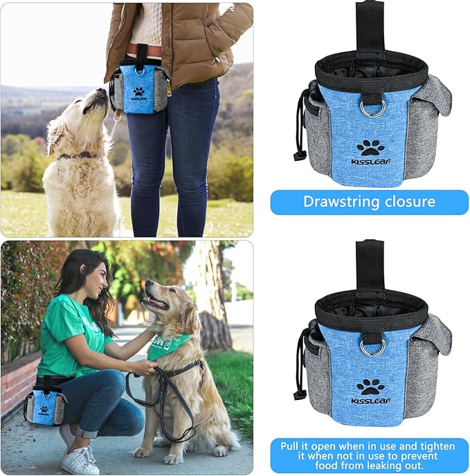 Dog Treat Pouch, Treat Pouches for Pet Training, Dog Treat Training Pouch Dog Clicker, Dog Training Treat Pouch Built-in Poop Bag Dispenser, Hands-Free Snack Dog Treat Bag