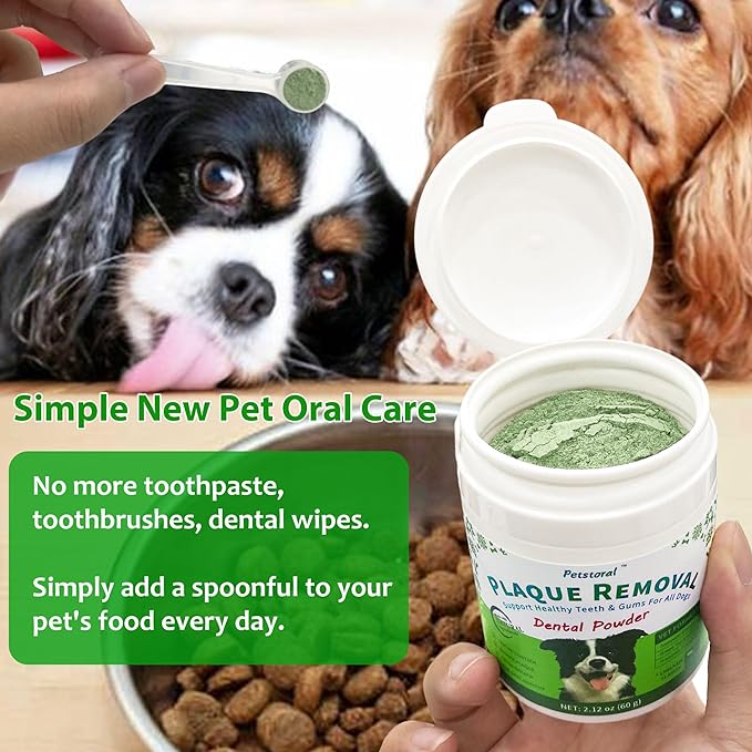 Multi-Pack Natural Dog Dental Powder, Dog Dental Care - Plaque Remover and Bad Breath Treatment, Healthy Gums & Fresh Breath for All Dogs and Cats (2-Pack)