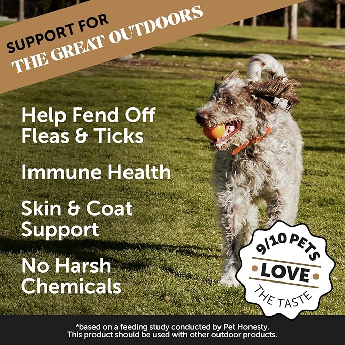Pet Honesty Flea and Tick Prevention for Dogs Supplement - Natural Flea and Tick Chews for Dogs, Oral Flea Pills, No Harsh Chemicals, Natural Way to Enjoy The Outdoors - Bacon (90 Count)
