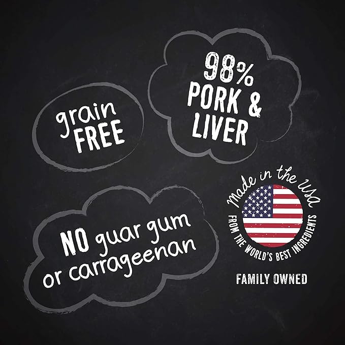 Hound & Gatos Wet Dog Food, 98% Pork & Liver, case of 12, 13 oz cans