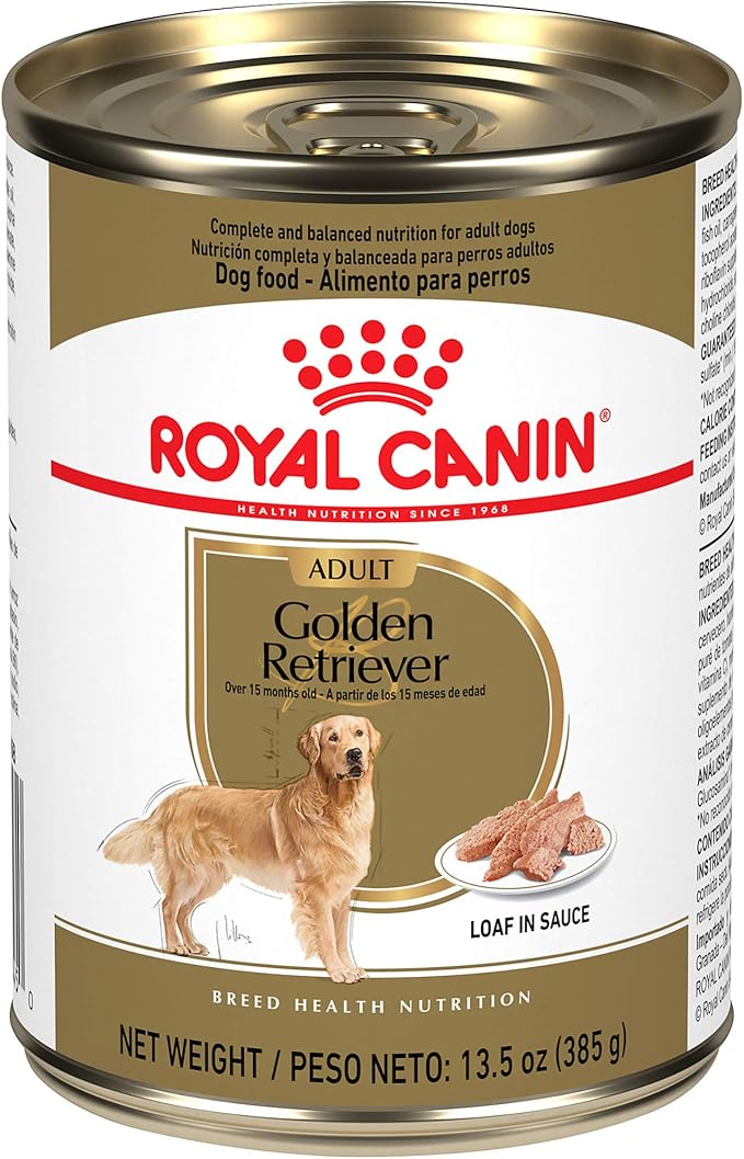 Royal Canin Breed Health Golden Retriever Adult Dry Dog Food, 30 lb Bag Breed Health Golden Retriever Loaf in Sauce Canned Dog Food, 13.5 oz can (12-Count)