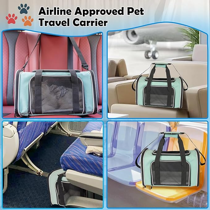 Dog Cat Carrier Pet Carriers for Small Medium Large Cats Dogs Carrier Soft Sided Small Puppy Dog Carrier Portable Foldable Airline Approved Dog Cat Travel Carrier Green Large