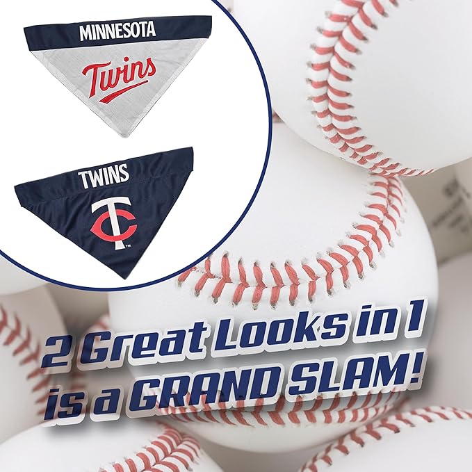 Pets First TWN-3217-L-XL MLB Minnesota Twins Reversible Pet Bandana, Large/X-Large, MLB Team Color