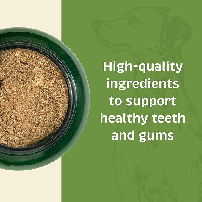 Dental for Cats and Dogs - Teeth Support Powder for Dogs & Cats - Pet Dental Health Supplements with Calcium and Fresh Breath Support - Dental Care for Plaque & Tartar - 165 g