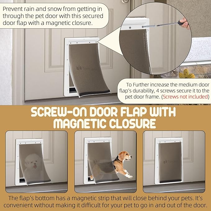 TonGass Dog Door Flap Replacement Medium Compatible with PetSafe Freedom Dog and Cat Doors PAC11-11038 - Measures 8" x 12 5/8" with Magnetic Closure