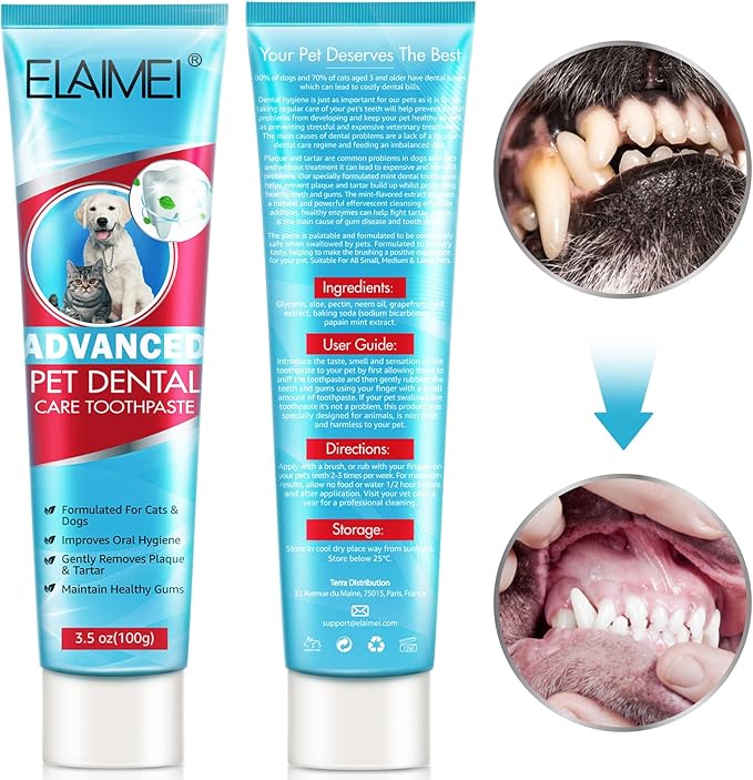 Dog Toothpaste Pet Dental Care: Dog Teeth Cleaning Kit Pets Dog Toothpaste for Dogs and Cats Teeth Cleaning Fresh Breath