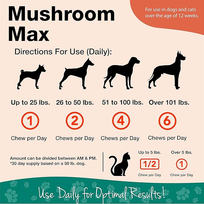 NaturVet Mushroom Max Advanced Immune Support Dog Supplement – Helps Strengthen Immunity, Overall Health for Dogs – Includes Shitake Mushrooms, Reishi, Turkey Tail – 120 Ct.