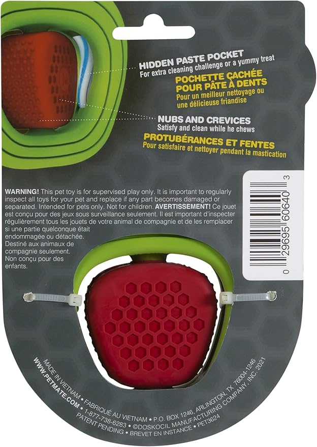 JW CHEW-EE Dental Dog Chew Toy; Cleans Your Pet's Teeth and Gums As They Play; Add Their Favorite Flavors, Apple Core