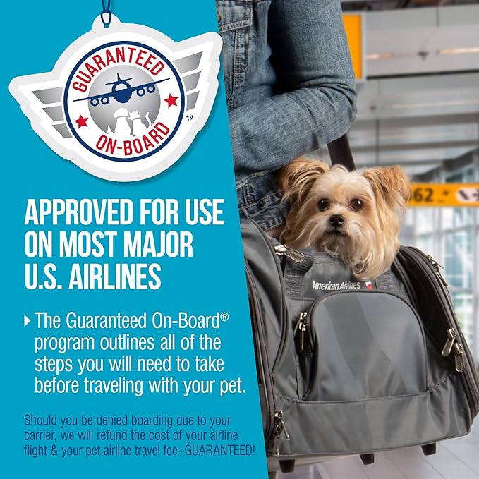 Sherpa American Airlines Travel Pet Carrier, Airline Approved & Guaranteed On Board - Charcoal Gray, Medium